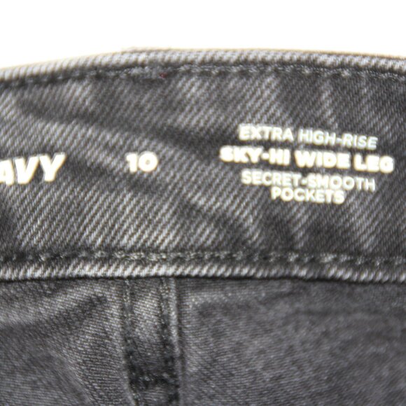 Old Navy Extra High-Rise Sky-Hi Wide-Leg Jeans Women's 10 Faded Black Wash NEW - Picture 7 of 10